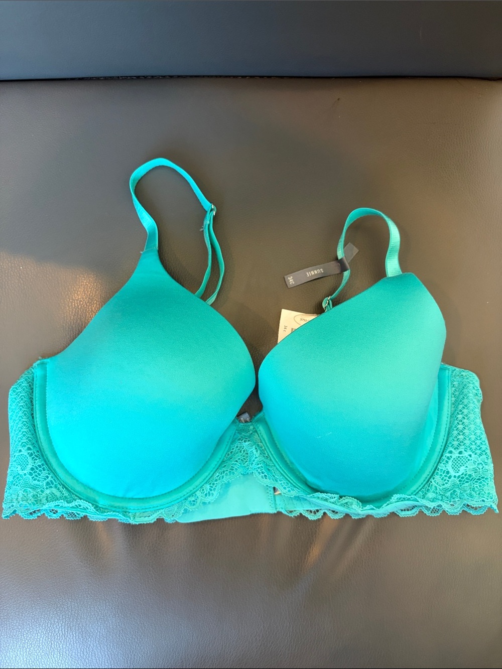 aerie Turquoise Lace-Trim Molded T-Shirt Bra